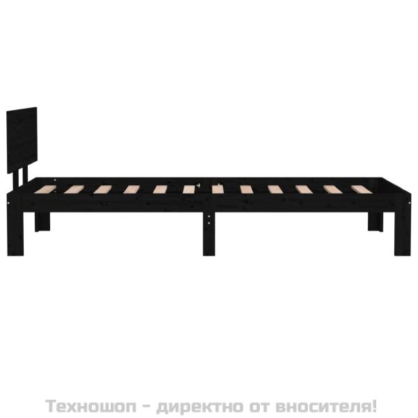 Рамка за легло черна масивно дърво 75x190 см Small Single