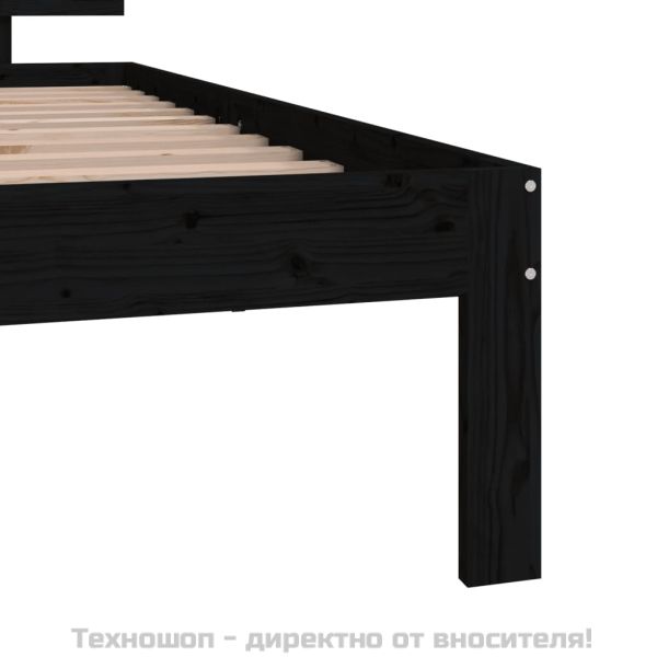 Рамка за легло черна масивно дърво 75x190 см Small Single
