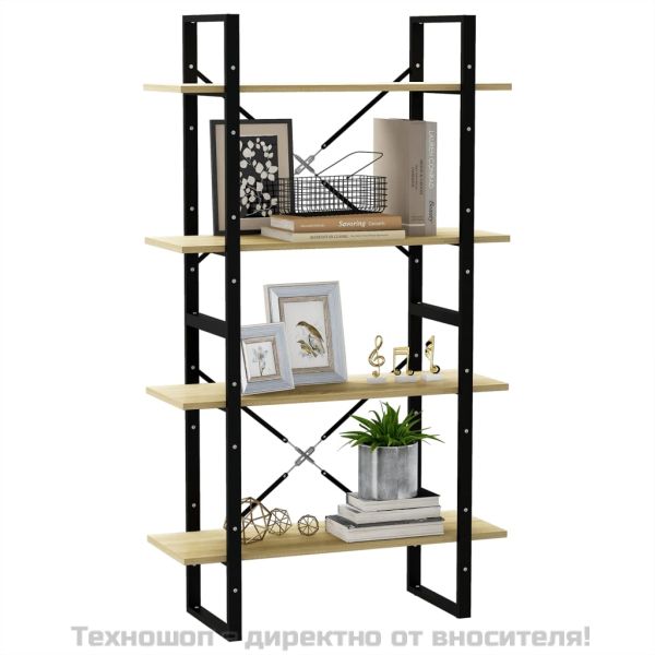 4-етажна библиотека, дъб сонома, 80x30x140 см, инженерно дърво