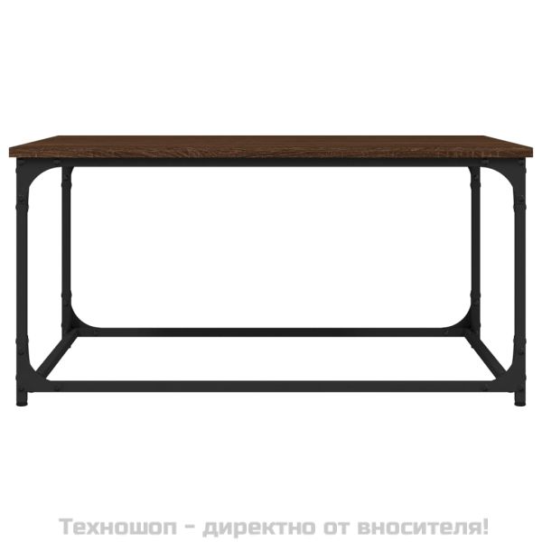 Маса за кафе, кафяв дъб, 80x50x40 см, инженерно дърво и желязо