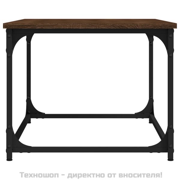 Маса за кафе, кафяв дъб, 80x50x40 см, инженерно дърво и желязо