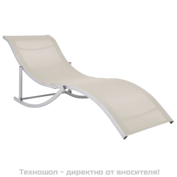 Сгъваеми шезлонги, 2 бр, кремави, textilene