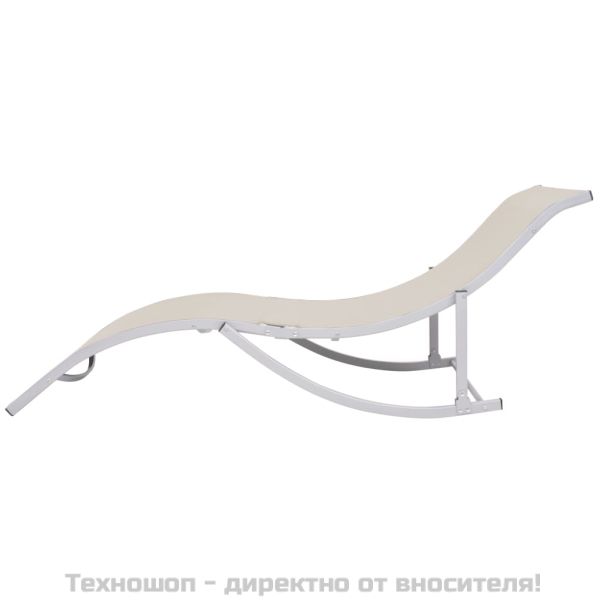 Сгъваеми шезлонги, 2 бр, кремави, textilene