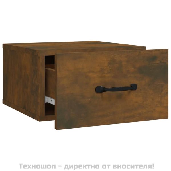 Нощно шкафче за стенен монтаж, опушен дъб, 35x35x20 см