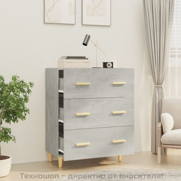 Сайдборд, бетонно сив, 70x34x90 см, инженерно дърво