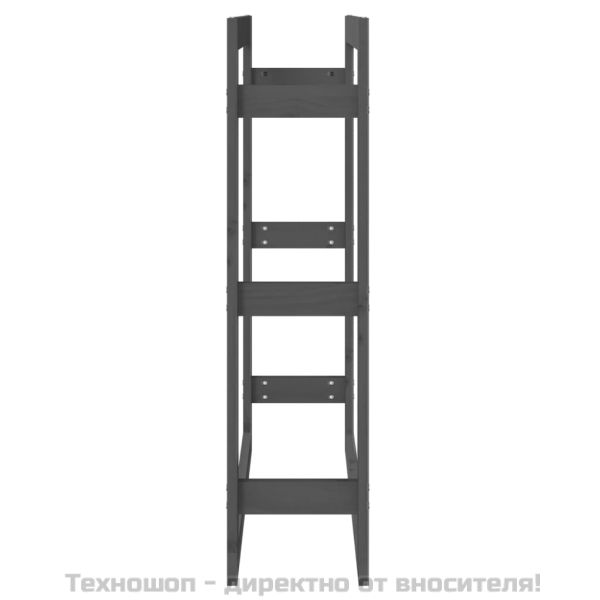 Поставка за дърва за огрев сива 80x25x100 см масивно дърво бор