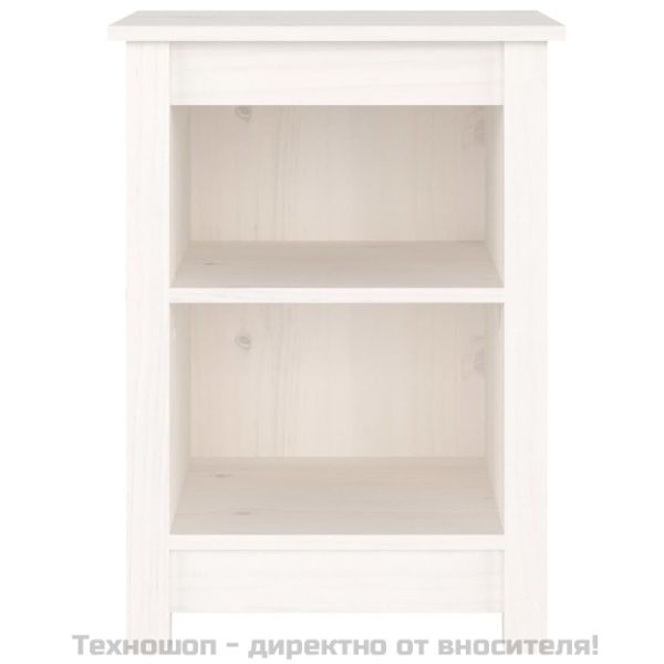 Нощни шкафчета, 2 бр, бели, 40x35x55 см, борово дърво масив