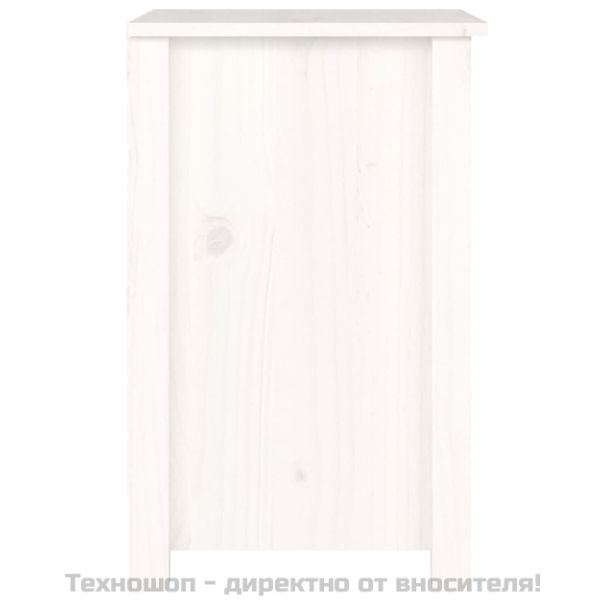 Нощни шкафчета, 2 бр, бели, 40x35x55 см, борово дърво масив