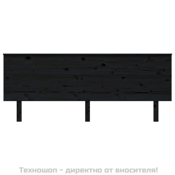 Горна табла за легло, черна, 204x6x82,5 см, бор масив