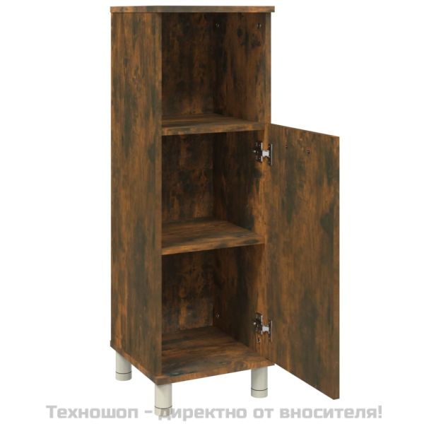 Шкаф за баня, опушен дъб, 30x30x95 см, инженерно дърво