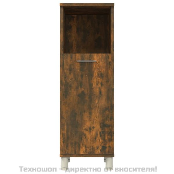 Шкаф за баня, опушен дъб, 30x30x95 см, инженерно дърво