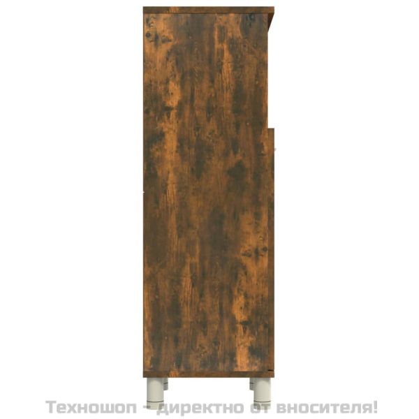 Шкаф за баня, опушен дъб, 30x30x95 см, инженерно дърво