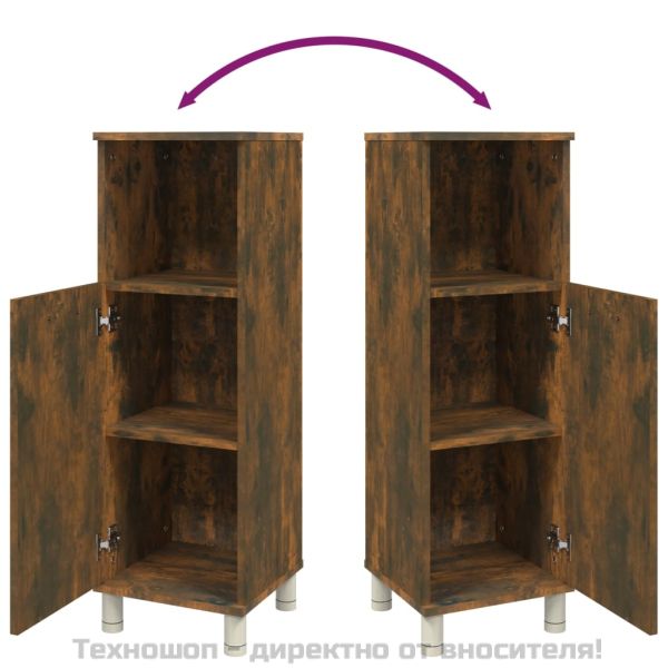 Шкаф за баня, опушен дъб, 30x30x95 см, инженерно дърво