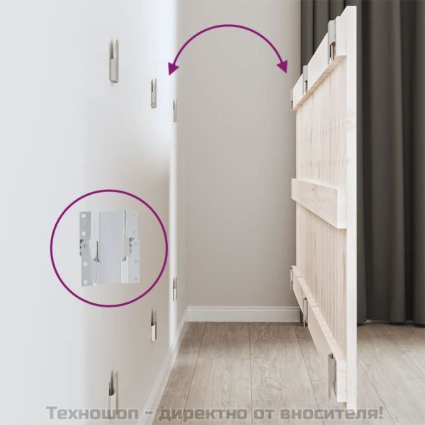 Стенна табла за спалня, бяла, 166x3x60 см, борово дърво масив