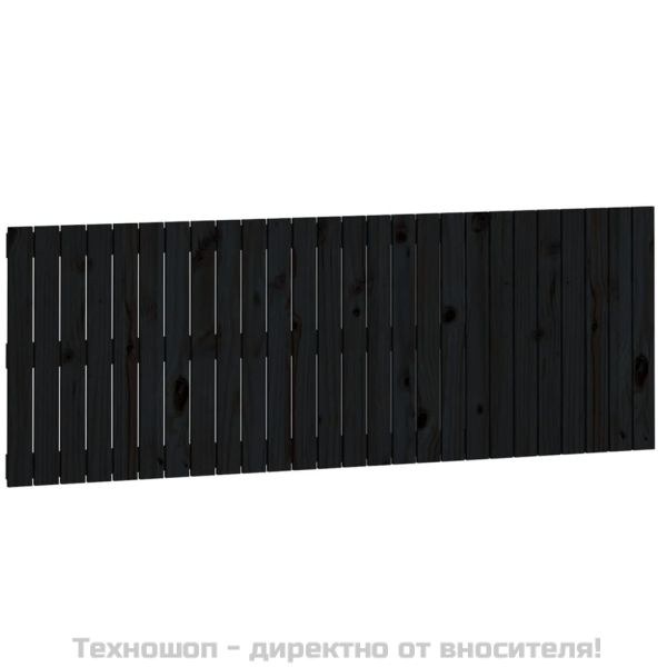 Стенна табла за спалня, черна, 166x3x60 см, борово дърво масив