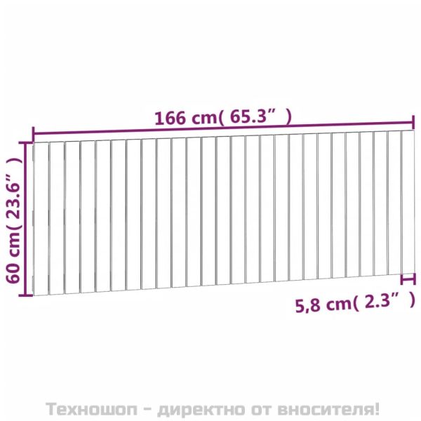 Стенна табла за спалня, черна, 166x3x60 см, борово дърво масив