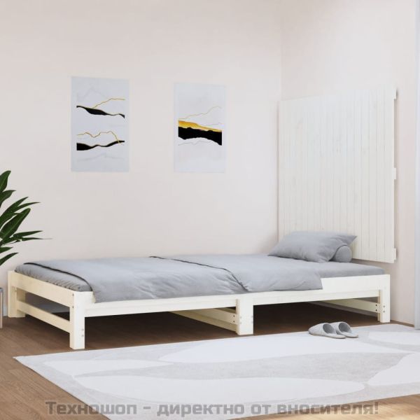 Стенна табла за спалня, бяла, 108x3x90 см, борово дърво масив