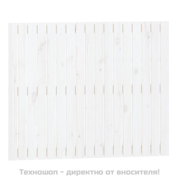 Стенна табла за спалня, бяла, 108x3x90 см, борово дърво масив