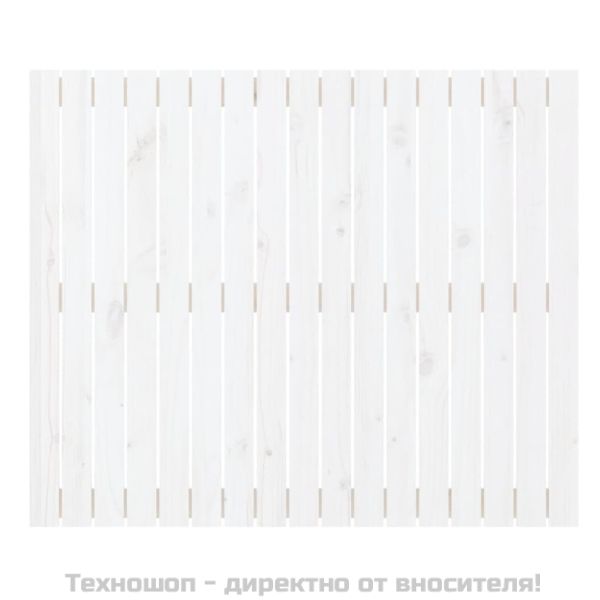 Стенна табла за спалня, бяла, 108x3x90 см, борово дърво масив