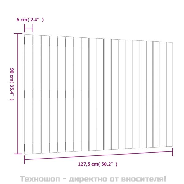 Стенна табла за спалня, 127,5x3x90 см, борово дърво масив