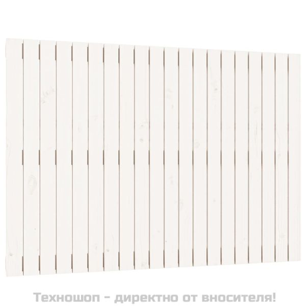 Стенна табла за спалня, бяла, 127,5x3x90 см, борово дърво масив