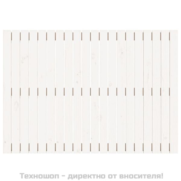 Стенна табла за спалня, бяла, 127,5x3x90 см, борово дърво масив