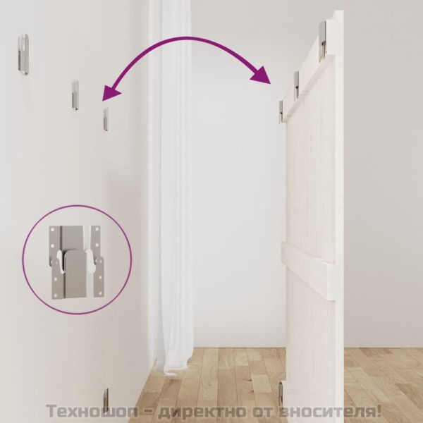 Стенна табла за спалня, бяла, 127,5x3x90 см, борово дърво масив