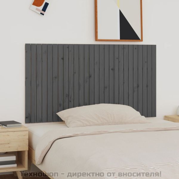 Стенна табла за спалня, сива, 166x3x90 см, борово дърво масив