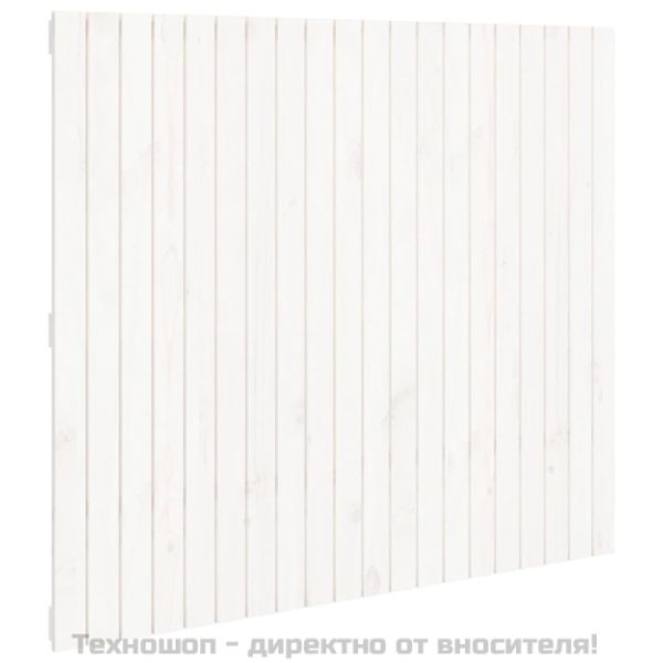 Стенна табла за спалня бяла 127,5x3x110 см борово дърво масив