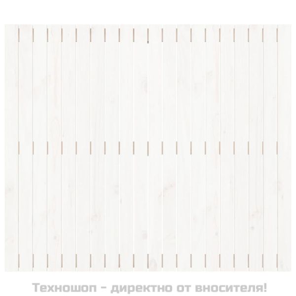 Стенна табла за спалня бяла 127,5x3x110 см борово дърво масив