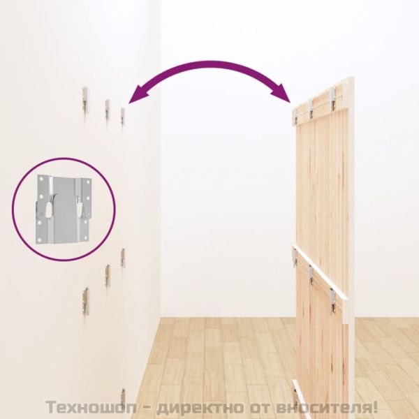 Стенна табла за спалня бяла 127,5x3x110 см борово дърво масив