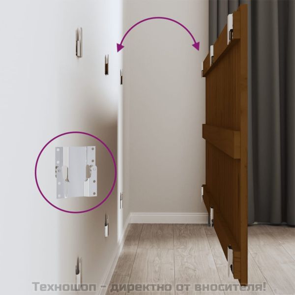 Стенна табла за спалня, меденокафява, 166x3x60 см, бор масив