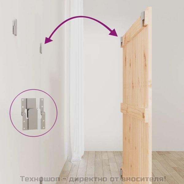 Стенна табла за спалня, 95,5x3x90 см, борово дърво масив