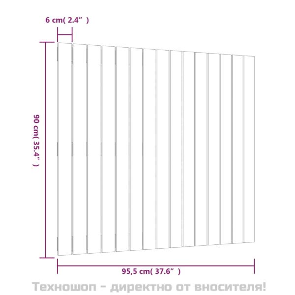Стенна табла за спалня, 95,5x3x90 см, борово дърво масив
