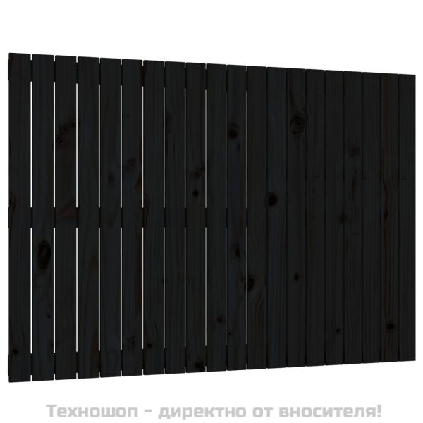 Стенна табла за спалня, черна, 127,5x3x90см, борово дърво масив