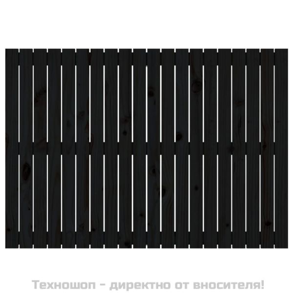 Стенна табла за спалня, черна, 127,5x3x90см, борово дърво масив