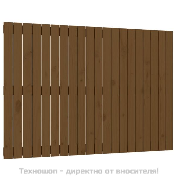 Стенна табла за спалня, меденокафява, 127,5x3x90 см, бор масив