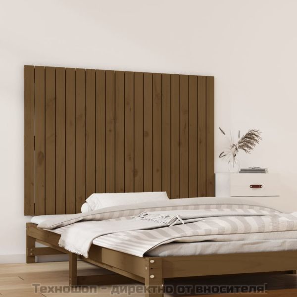 Стенна табла за спалня, меденокафява, 127,5x3x90 см, бор масив