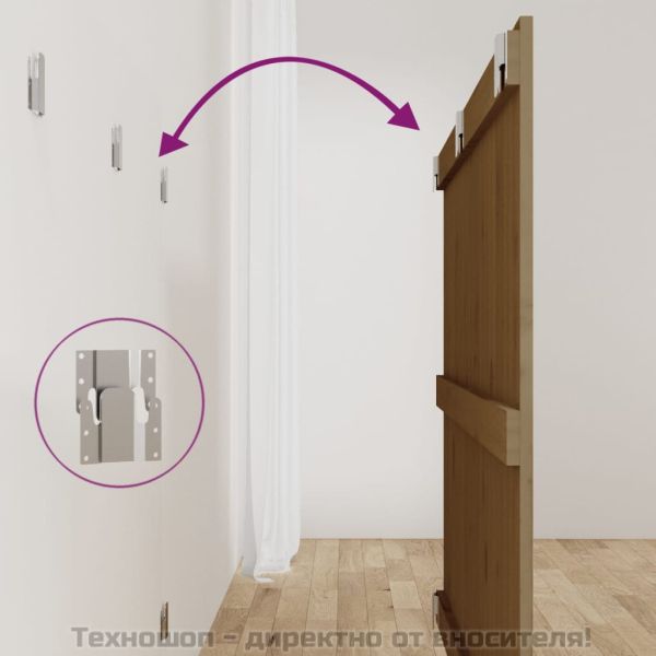 Стенна табла за спалня, меденокафява, 127,5x3x90 см, бор масив