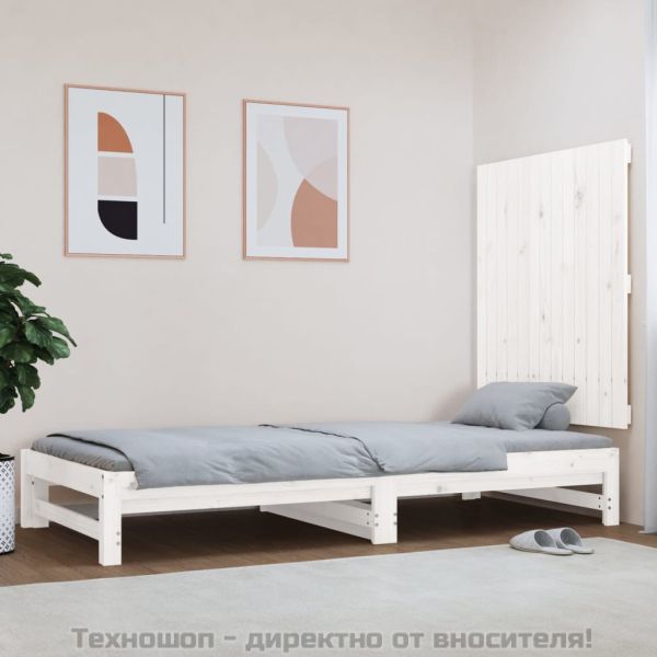 Стенна табла за спалня, бяла, 82,5x3x90 см, борово дърво масив
