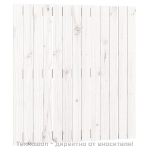 Стенна табла за спалня, бяла, 82,5x3x90 см, борово дърво масив