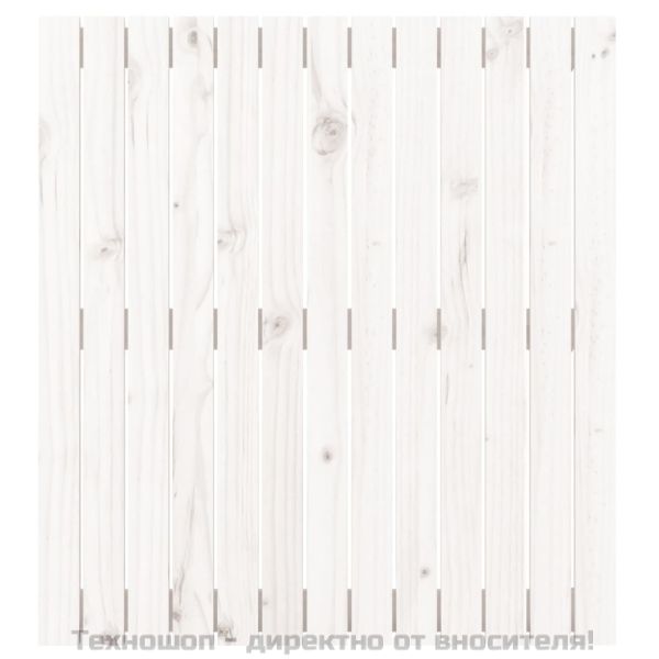 Стенна табла за спалня, бяла, 82,5x3x90 см, борово дърво масив