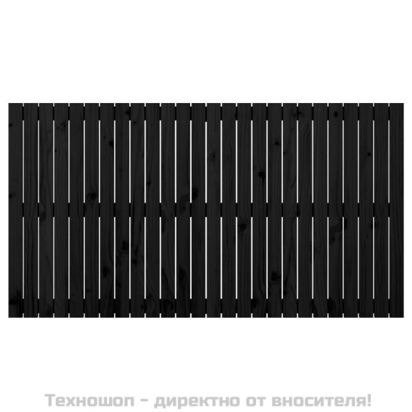 Стенна табла за спалня, черна, 166x3x90 см, борово дърво масив