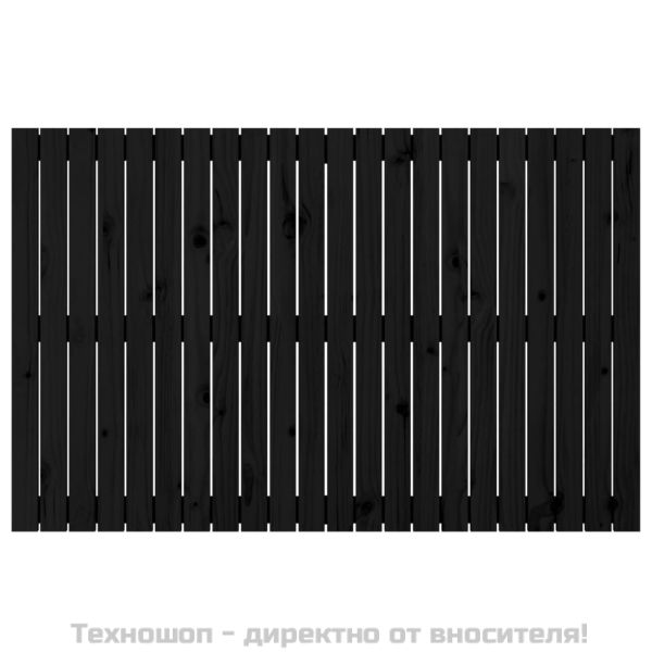 Стенна табла за спалня, черна, 140x3x90 см, борово дърво масив