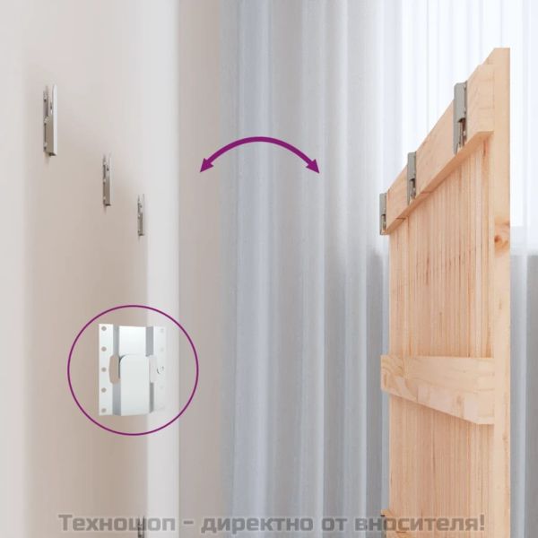 Стенна табла за спалня, 185x3x60 см, борово дърво масив