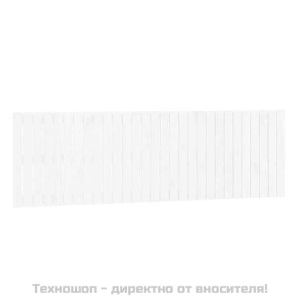 Стенна табла за спалня, бяла, 185x3x60 см, борово дърво масив