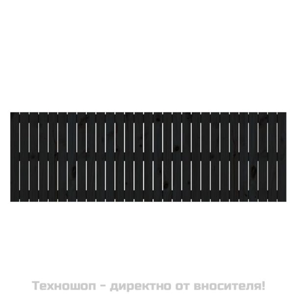 Стенна табла за спалня, черна, 185x3x60 см, борово дърво масив