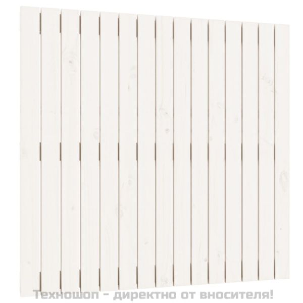 Стенна табла за спалня, бяла, 95,5x3x90 см, борово дърво масив