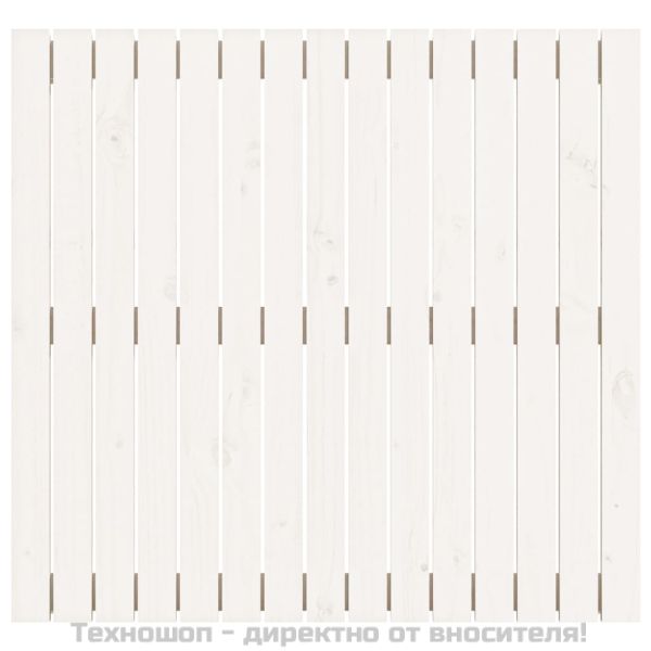 Стенна табла за спалня, бяла, 95,5x3x90 см, борово дърво масив