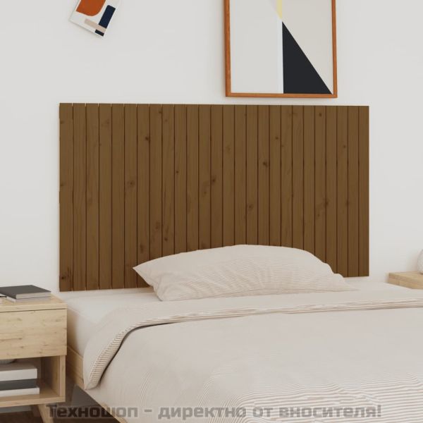 Стенна табла за спалня, меденокафява, 166x3x90 см, бор масив